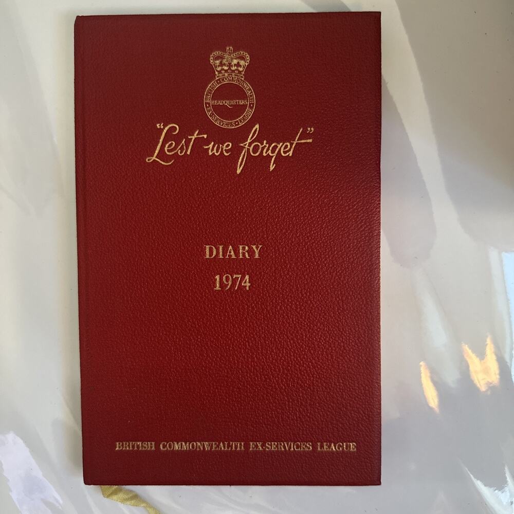 Vintage 1974 Lest We Forget Diary British Commonwealth Ex-Services League Unused